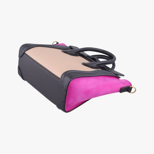Pre-owned Celine luggage nano shopper Beige x Black x Purple leather x Suede shoulderbag | stylenewstar