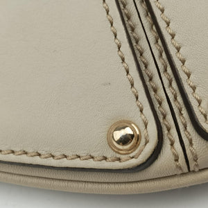 Pre-owned Gucci Indy Babouska Brown×White Leather×canvas 185566 shoulderbag | stylenewstar