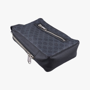 Secondhand Gucci GG Supreme Navy x Black PVC coated canvas 478325 bum bag/waist bag | stylenewstar