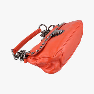 Pre-owned Prada Studded Orange Leather shoulderbag | stylenewstar