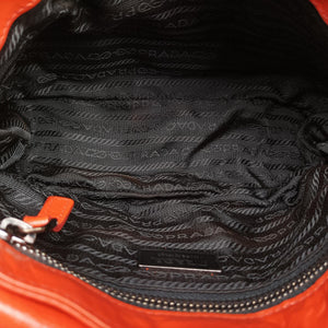Pre-owned Prada Studded Orange Leather shoulderbag | stylenewstar