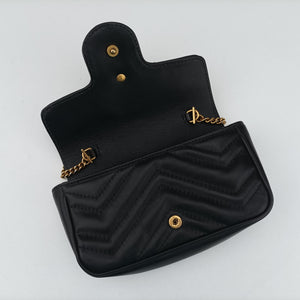 Pre-owned Gucci GG Marmont Black Leather 476433 shoulderbag | stylenewstar