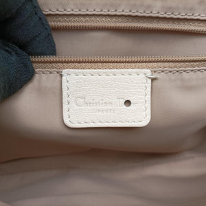Pre-owned Christian Dior Trotter Flower Beige PVC Coated Canvas Floral Embroidery shoulderbag | stylenewstar