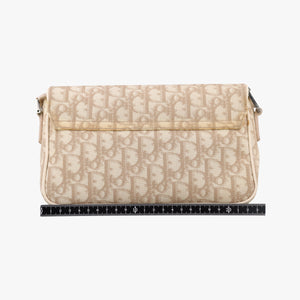 Pre-owned Christian Dior Trotter Flower Beige PVC Coated Canvas Floral Embroidery shoulderbag | stylenewstar
