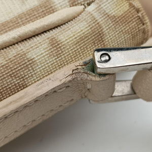 Pre-owned Christian Dior Trotter Flower Beige PVC Coated Canvas Floral Embroidery shoulderbag | stylenewstar
