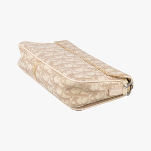 Pre-owned Christian Dior Trotter Flower Beige PVC Coated Canvas Floral Embroidery shoulderbag | stylenewstar