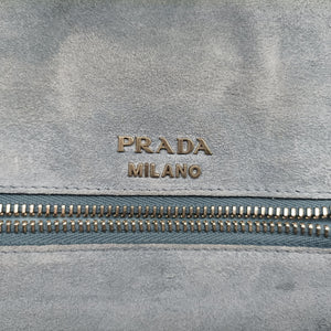 Pre-owned Prada Etiquette Blue Denim x Leather shoulderbag | stylenewstar