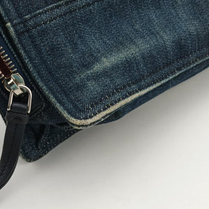 Pre-owned Prada Etiquette Blue Denim x Leather shoulderbag | stylenewstar