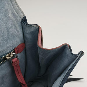 Pre-owned Prada Etiquette Blue Denim x Leather shoulderbag | stylenewstar