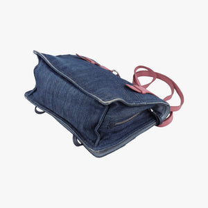 Pre-owned Prada Etiquette Blue Denim x Leather shoulderbag | stylenewstar
