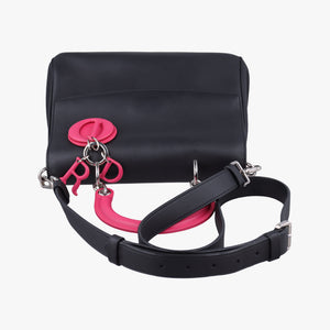 Pre-owned Christian Dior Be Dior Black × Rose Red Leather shoulderbag | stylenewstar
