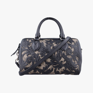 Pre-owned Gucci Arabesque Boston Beige×Black PVC coated canvas×Leather 409529 shoulderbag | stylenewstar