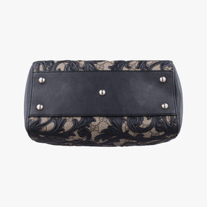 Pre-owned Gucci Arabesque Boston Beige×Black PVC coated canvas×Leather 409529 shoulderbag | stylenewstar