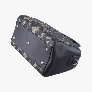 Pre-owned Gucci Arabesque Boston Beige×Black PVC coated canvas×Leather 409529 shoulderbag | stylenewstar