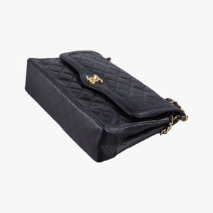 Vintage Chanel Matelasse W Flap Chain Black lambskin shoulderbag | stylenewstar
