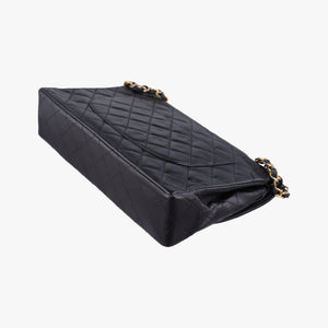 Vintage Chanel Matelasse W Flap Chain Black lambskin shoulderbag | stylenewstar