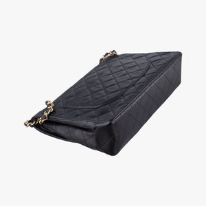 Vintage Chanel Matelasse W Flap Chain Black lambskin shoulderbag | stylenewstar