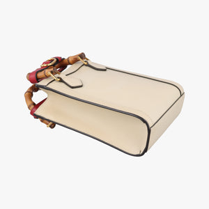 Pre-owned Gucci Diana Bamboo White Leather 739079 shoulderbag | stylenewstar