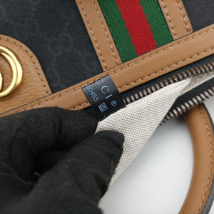 Pre-owned Gucci Ophidia Black × Brown × Multicolor Leather×Canvas 715774 shoulderbag | stylenewstar