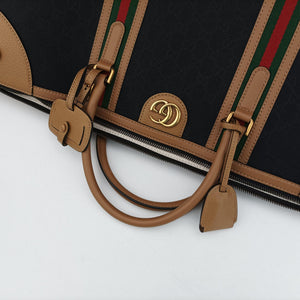 Pre-owned Gucci Ophidia Black × Brown × Multicolor Leather×Canvas 715774 shoulderbag | stylenewstar