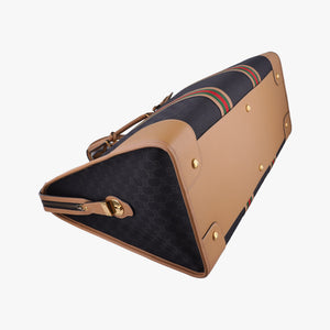 Pre-owned Gucci Ophidia Black × Brown × Multicolor Leather×Canvas 715774 shoulderbag | stylenewstar