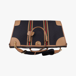 Pre-owned Gucci Ophidia Black × Brown × Multicolor Leather×Canvas 715774 shoulderbag | stylenewstar