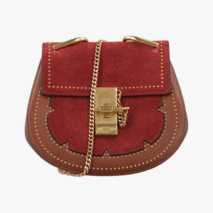Pre-owned Chloe DREW Red × Brown Leather×Suede shoulderbag | stylenewstar