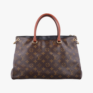 Pre-owned Louis Vuitton PALLAS Brown×Noir Monogram Canvas×calf leather M41175 handbag | stylenewstar