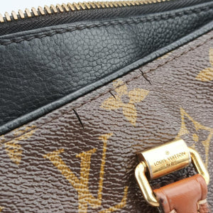Pre-owned Louis Vuitton PALLAS Brown×Noir Monogram Canvas×calf leather M41175 handbag | stylenewstar