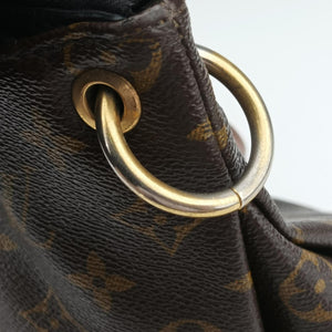 Pre-owned Louis Vuitton PALLAS Brown×Noir Monogram Canvas×calf leather M41175 handbag | stylenewstar