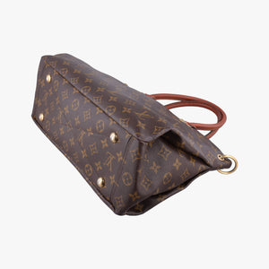 Pre-owned Louis Vuitton PALLAS Brown×Noir Monogram Canvas×calf leather M41175 handbag | stylenewstar