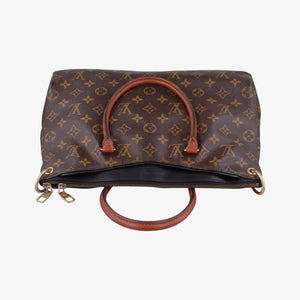 Pre-owned Louis Vuitton PALLAS Brown×Noir Monogram Canvas×calf leather M41175 handbag | stylenewstar
