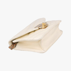 Vintage Chanel Mademoiselle 2.55 Gabrielle Flap Chevron White lambskin A66839 shoulderbag | stylenewstar