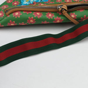 Pre-owned Gucci kids GG Top strawberry Print Green × Multi canvas 502095 bum bag/waist bag | stylenewstar