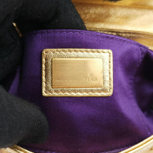 Secondhand Fendi Zucchino turn lock Brown Metal Mesh × Leather 8BP010 clutchbag | stylenewstar