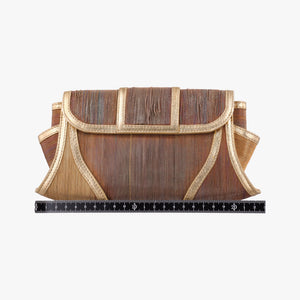 Secondhand Fendi Zucchino turn lock Brown Metal Mesh × Leather 8BP010 clutchbag | stylenewstar