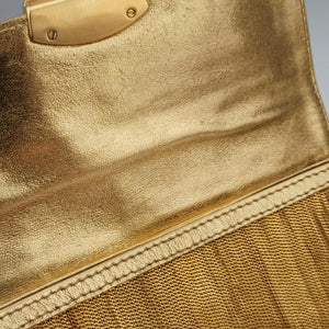 Secondhand Fendi Zucchino turn lock Brown Metal Mesh × Leather 8BP010 clutchbag | stylenewstar