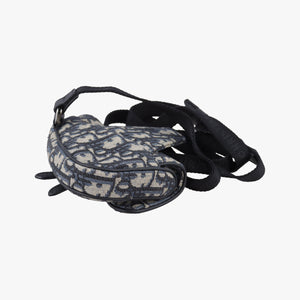 Pre-owned Christian Dior saddle Gray×Navy×Black Jacquard×Leather bum bag/waist bag | stylenewstar