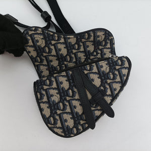 Vintage Christian Dior saddle Navy×Gray Jacquard bum bag/waist bag | stylenewstar