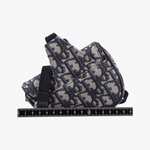 Vintage Christian Dior saddle Navy×Gray Jacquard bum bag/waist bag | stylenewstar