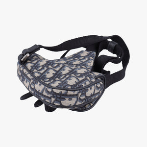 Vintage Christian Dior saddle Navy×Gray Jacquard bum bag/waist bag | stylenewstar
