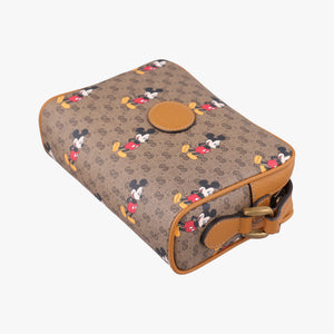 Pre-owned Gucci Mickey Mouse Disney collaboration Brown PVC coated canvas×Leather 602536 shoulderbag | stylenewstar