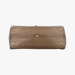 Pre-owned Fendi Silvana Brown × Beige Leather 8BT189 shoulderbag | stylenewstar