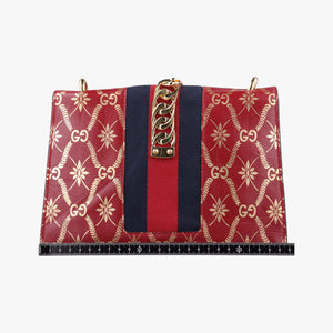 Pre-owned Gucci Sylvie red×Multicolour Leather 524405 shoulderbag | stylenewstar