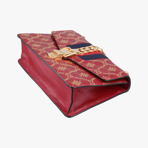 Pre-owned Gucci Sylvie red×Multicolour Leather 524405 shoulderbag | stylenewstar