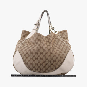 Pre-owned Gucci Charlotte Hobo Brown×White Leather×canvas 203504 handbag | stylenewstar