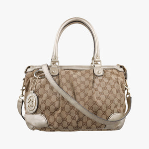 Secondhand Gucci Sukey White×Brown Leather×canvas 247902 shoulderbag | stylenewstar