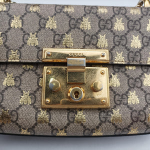 Pre-owned Gucci Padlock beige×black PVC coated canvas×Leather 409487 shoulderbag | stylenewstar