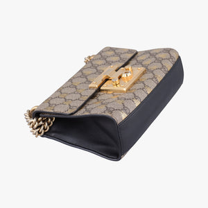 Pre-owned Gucci Padlock beige×black PVC coated canvas×Leather 409487 shoulderbag | stylenewstar