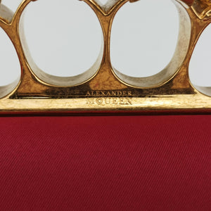 Vintage Alexander McQueen Four Ring Red Fabric clutchbag | stylenewstar
